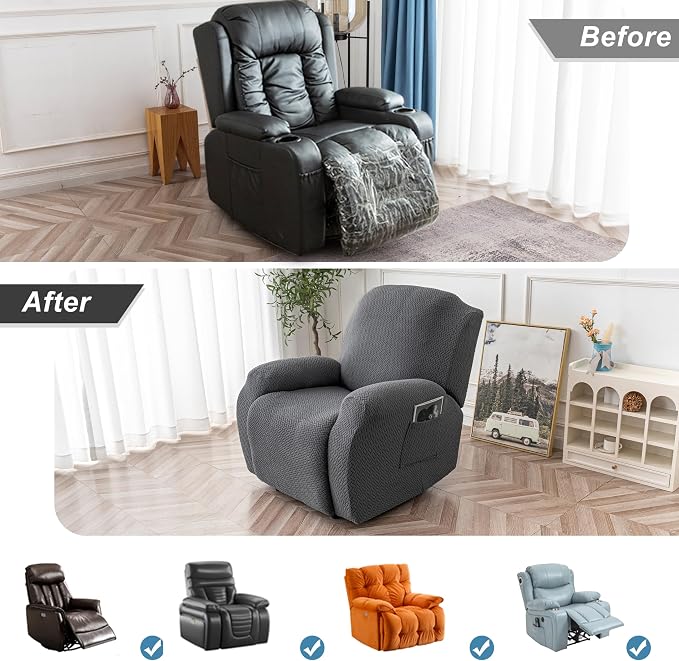 Genina Recliner Chair Cover, Stretch Reclining Chair Covers, Recliner Sofa - Image 6