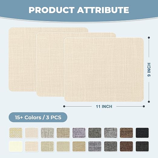 BESEZX Linen Fabric Repair Patch，3 PCS 9 * 11 Inch Self-Adhesive Couch Fabric - Image 2