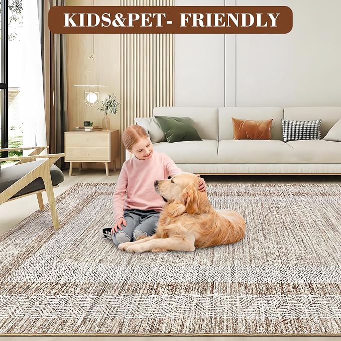 GarveeHome 2x6 Modern Bordered Runner Rug Soft Non Slip Runner Washable Non - Image 5