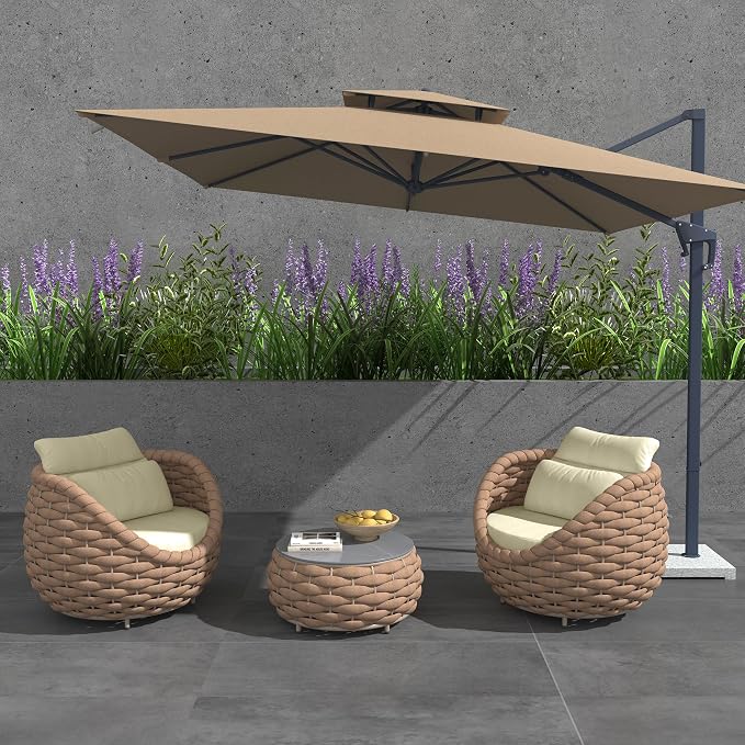 TWT Aluminum Outdoor Patio Furniture Set, 4 Textilene Armchairs Modern Outdoor - Image 8