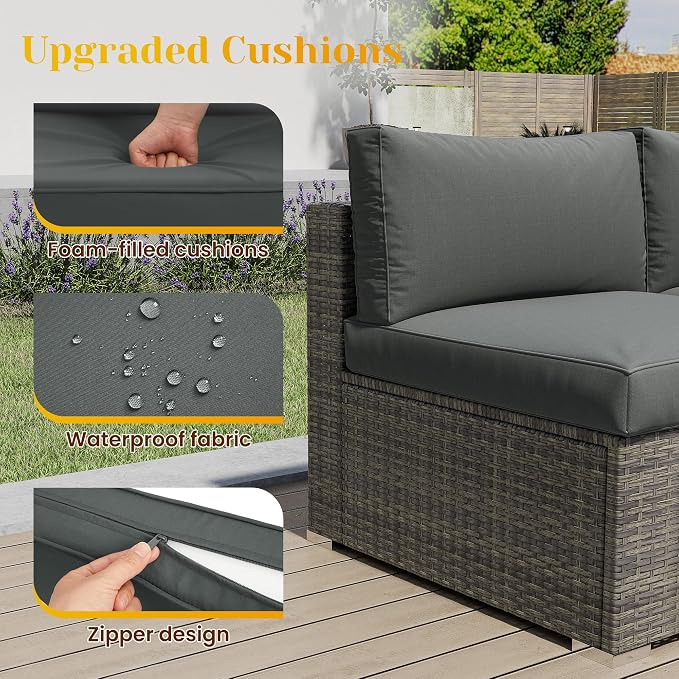 May in Color 5 Piece Outdoor Patio Sectional Furniture Set, Weather Resistant - Image 3