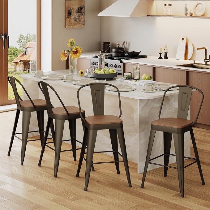 Andeworld Metal Bar Stools Set of 2, 26 inch Counter Height Barstools - Image 6