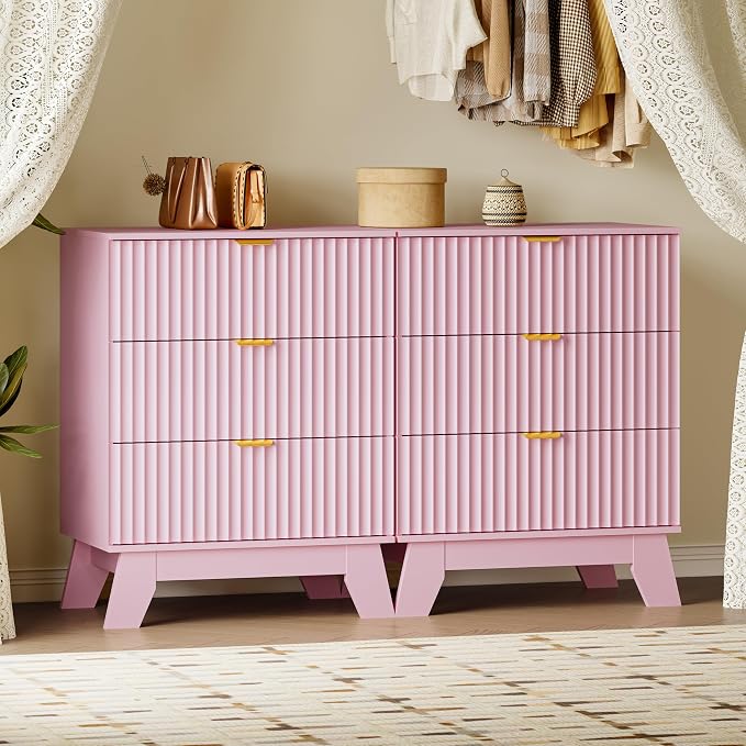 BORNOON Fluted 3 Drawer Dresser, 30.3" Tall Compact Modern Boho Chest of Drawers - Image 7