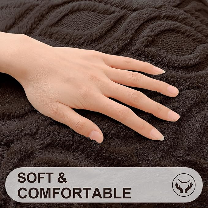 decorUhome Throw Pillow Covers 18x18 Inch Set of 2, Soft Plush Faux Wool Dark - Image 2