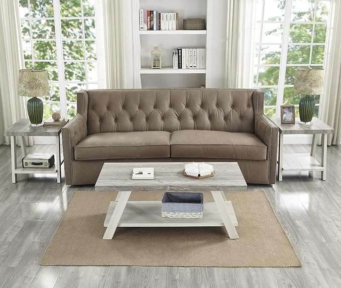 Roundhill Furniture Athens Contemporary 3-Piece Wood Shelf Coffee Table Set - Image 2