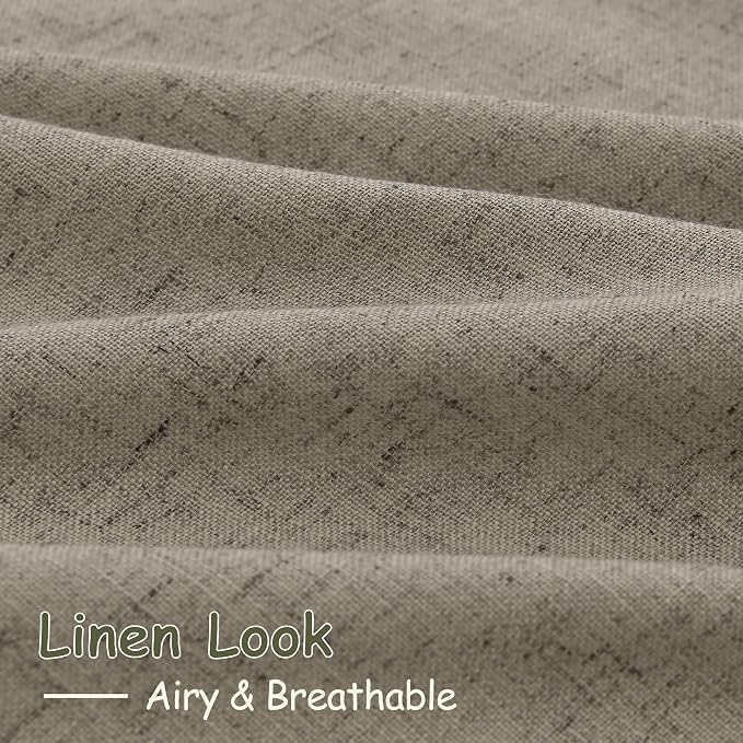 Extra Long Curtain 108 Inches Long 2 Panels Set Back Tab Mocha Linen Drapes - Image 5
