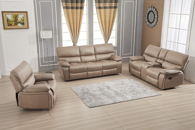 Betsy Furniture Microfiber Reclining Sofa Couch Set Living Room Set 8007 - Image 2