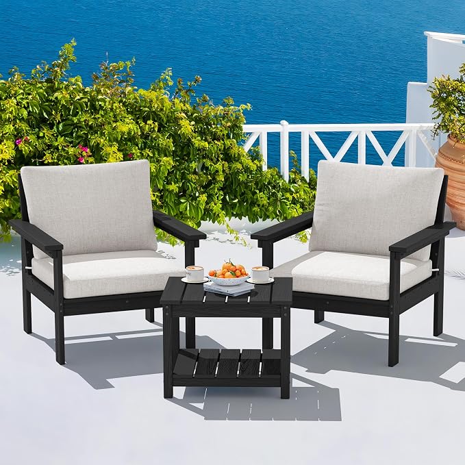 SERWALL HDPE Patio Sofa Set, 3-piece Sectional Outdoor Furniture Set, All by SERWALL