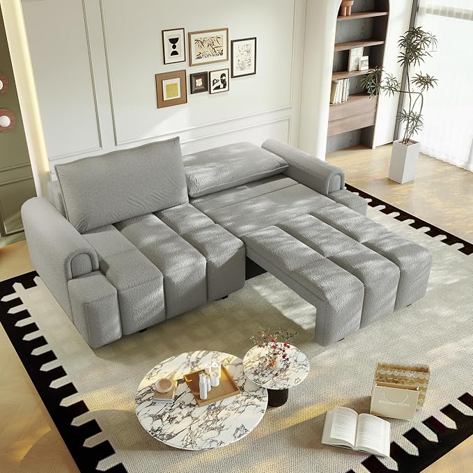 KEIKI 90.2" Space-Saving Convertible Sofa Bed – 3-in-1 Sleeper Couch - Image 4