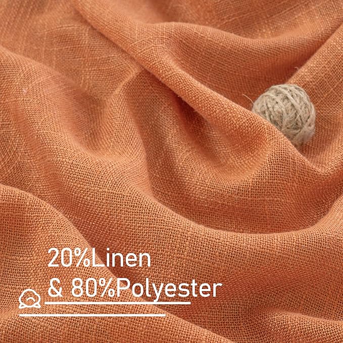 LAMIT Burnt Orange Sheer Linen Curtains, 108 inch Light Filtering Semi Sheer - Image 2