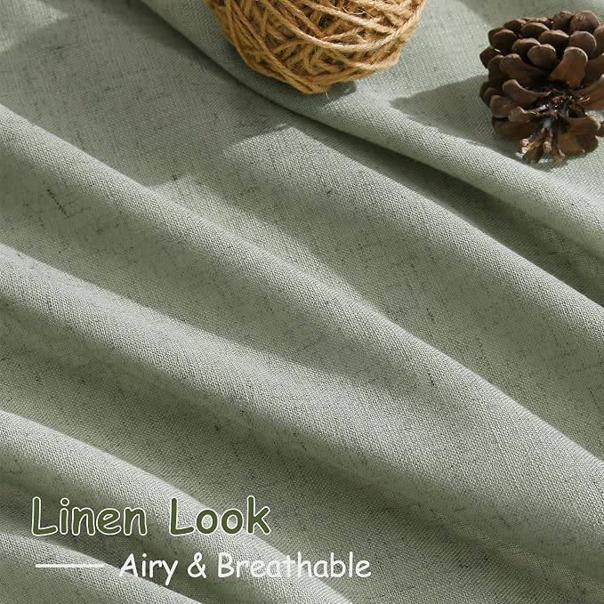 Nanspring Desert Sage Linen Curtains 84 Inch Length 2 Panels Set - Image 5