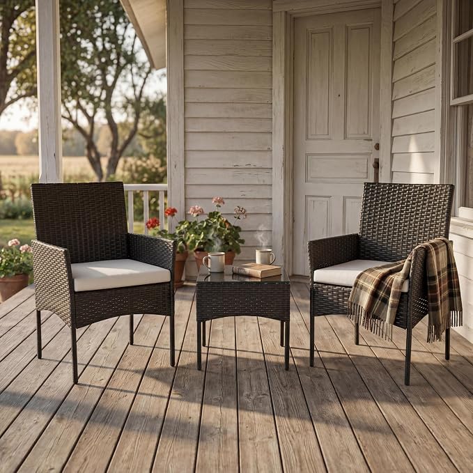 Sweetcrispy 3 Piece Patio Furniture Set, All-Weather Outdoor Conversation Set - Image 2