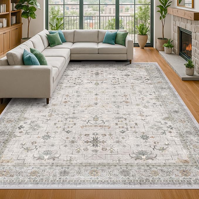 Hazo Haus Boho Light Grey 5x7 Living Room Rug - Image 8