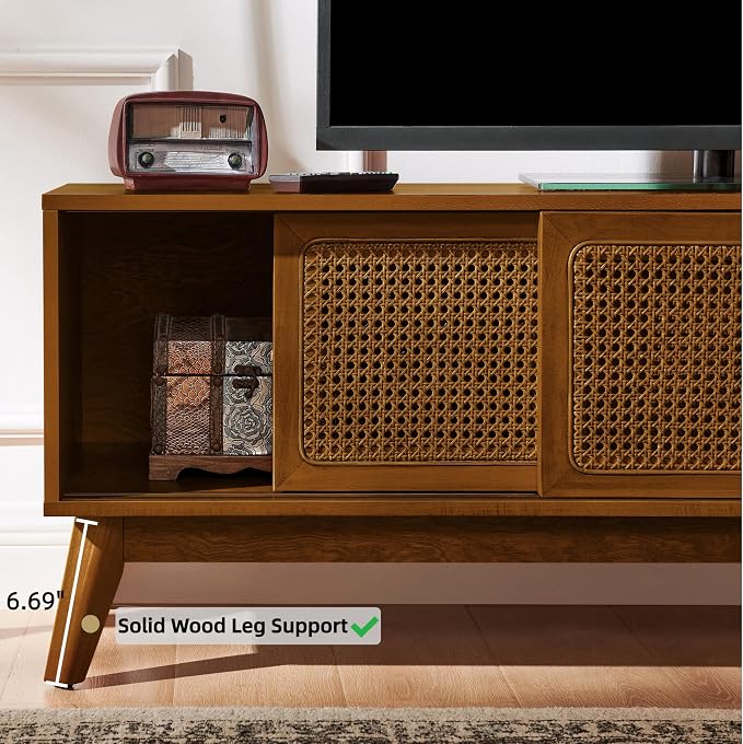 LKTART Mid Century Modern Rattan TV Stand - Image 4