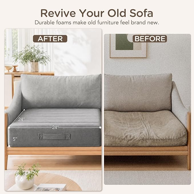 Codi Thick Replacement Couch Cushions 2 Sets, Upholstery Foam - Image 3
