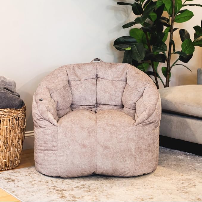 Big Joe Milano w/ Vibe Vibrating Massage Bean Bag Chair, Lunar Gray Hyde - Image 5