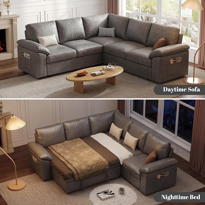 85 Inch Faux Leather Modular Sectional Sofa - Image 4