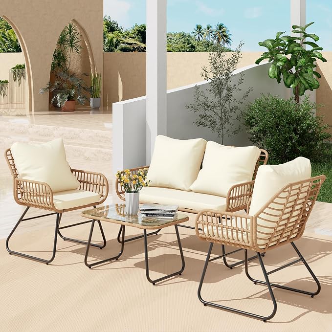 LEX CRAFT 4-Piece Wicker Outdoor Patio Furniture Set by Unknown