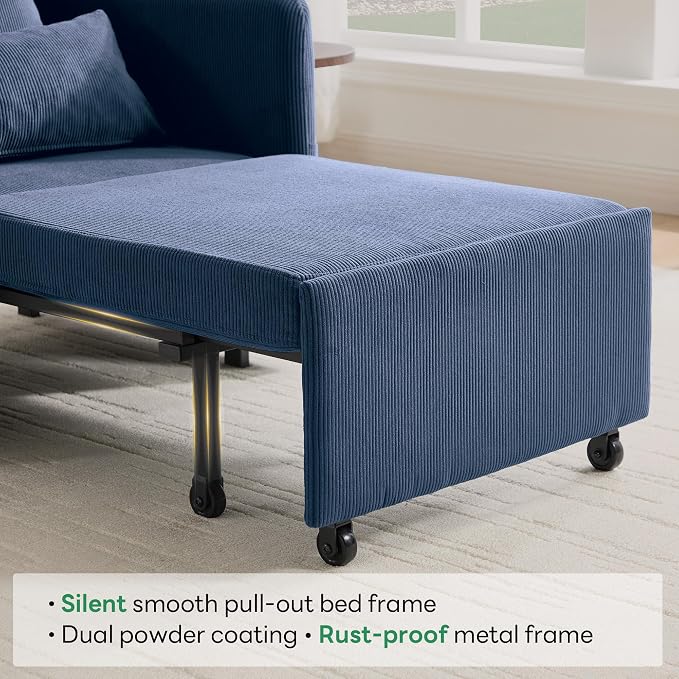 Iroomy 5-Level Adjustable Convertible Sleeper Chair, 3-in-1 Corduroy Pull Out - Image 8