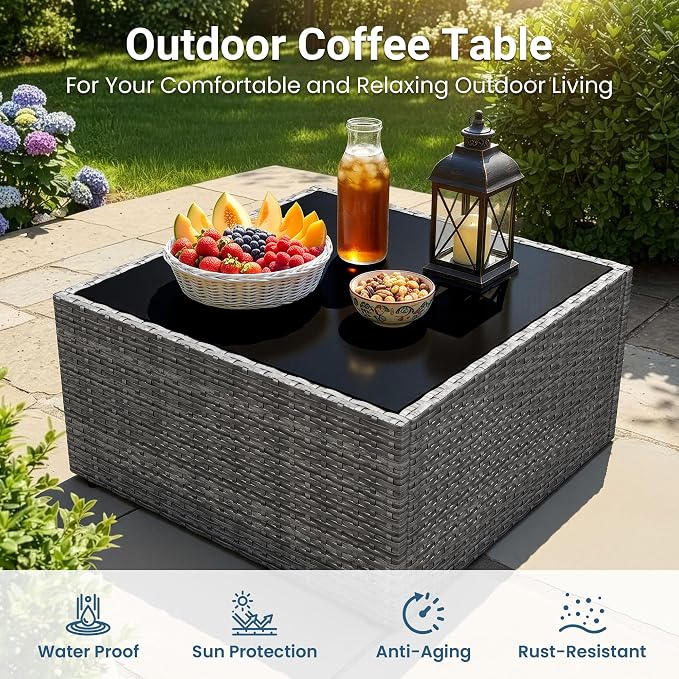 May in Color 7 Pieces Wicker Outdoor Patio Furniture Set, Patio Sectional Sofa - Image 7