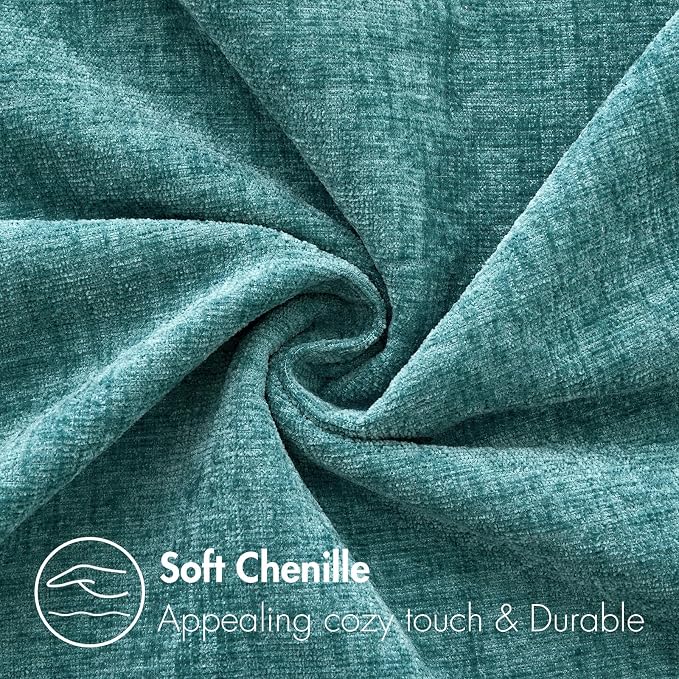 MIULEE Pack of 2 Couch Throw Pillow Covers 18x18 Inch Soft Teal Chenille Pillow - Image 2