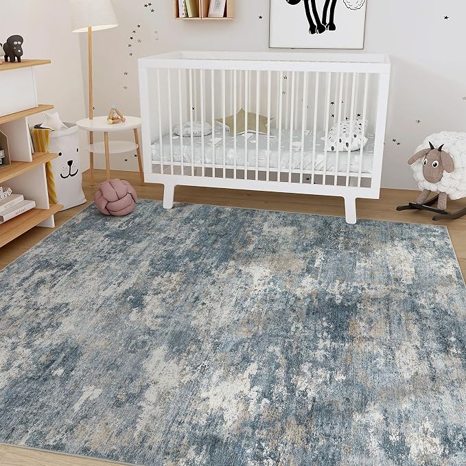 Nakagishi 7x9 Area Rugs Living Room: Washable Abstract Large Neutral Soft Rug - Image 6