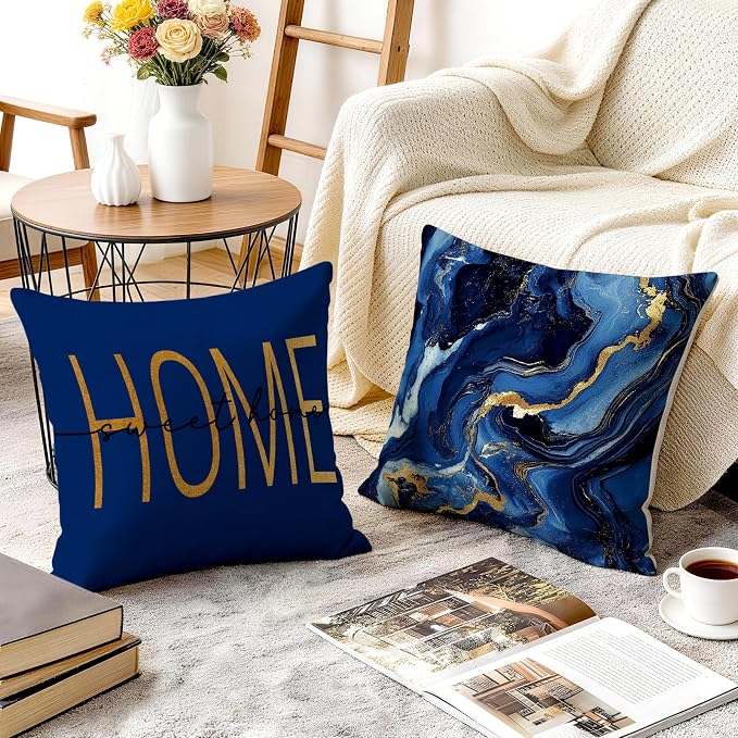 OBSEDE Blue Marble with Faith Quotes Decorative Throw Pillow Covers 18 × 18 in - Image 7