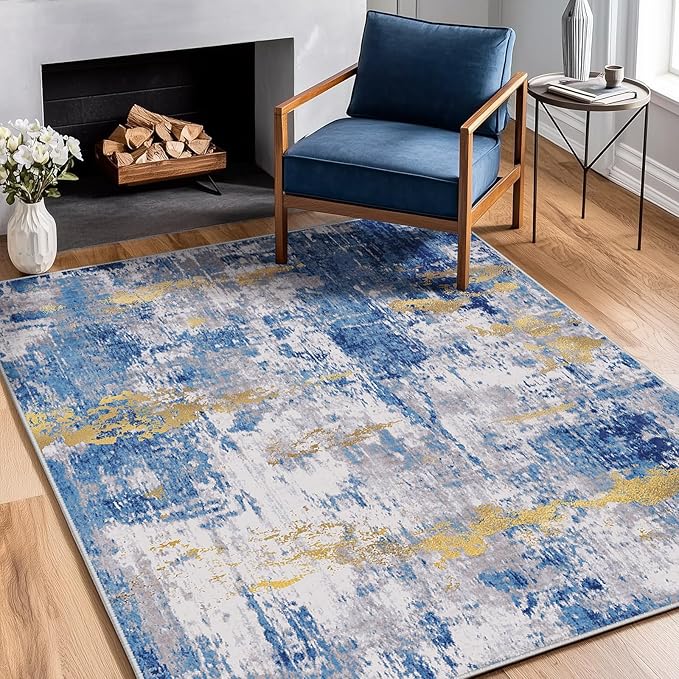 Washable Area Rugs 3'x5' Non-Slip Modern Abstract Soft by RELEANY