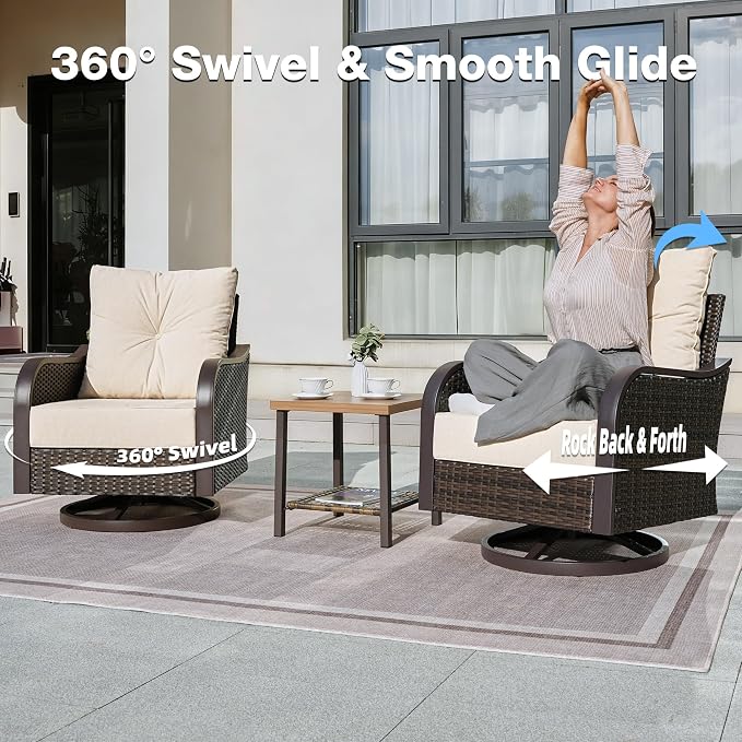 Outdoor Swivel Rocker Chairs, Wicker Swivel Rocking Chairs - Image 3
