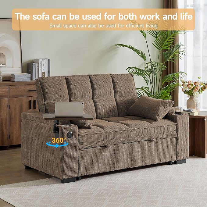 Auvsoce 65'' Chaise Lounge Chair Indoor, 3-in-1 Convertible Sofa Bed - Image 5
