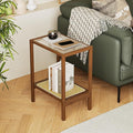 Bamworld Rattan Side Table Living Room Glasstop Night Stand Boho End Table by Bamworld