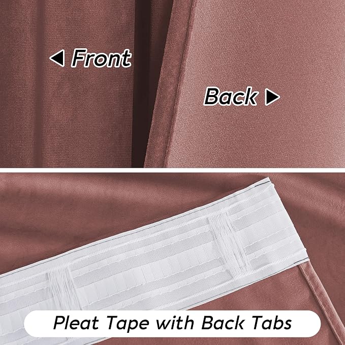 RYB HOME Pink Velvet Curtains 102 inches - Image 7