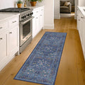 Dark Blue 2x8 Kitchen Runner Rugs - 8ft Long Machine Washable Hallway Runner by HazoHaus