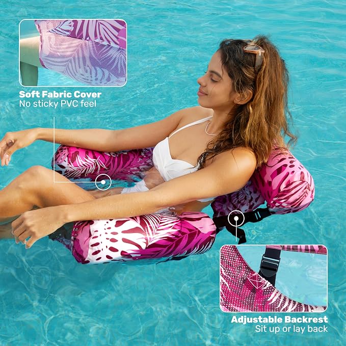 SLOOSH Inflatable Pool Floats Adult, 2 Packs Floating Lounge Chairs, Blow up - Image 4