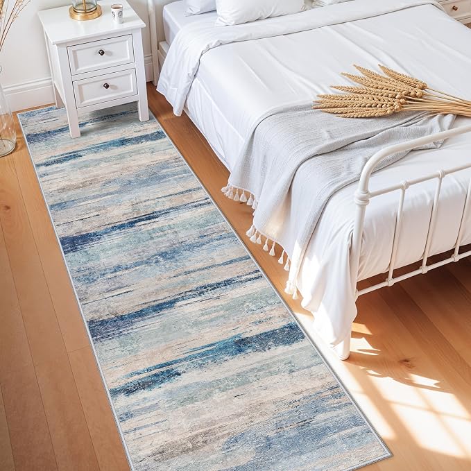 YOUFORTONG 2x8 Runner Rug Washable: Modern Abstract Kitchen Hallway Stain - Image 2