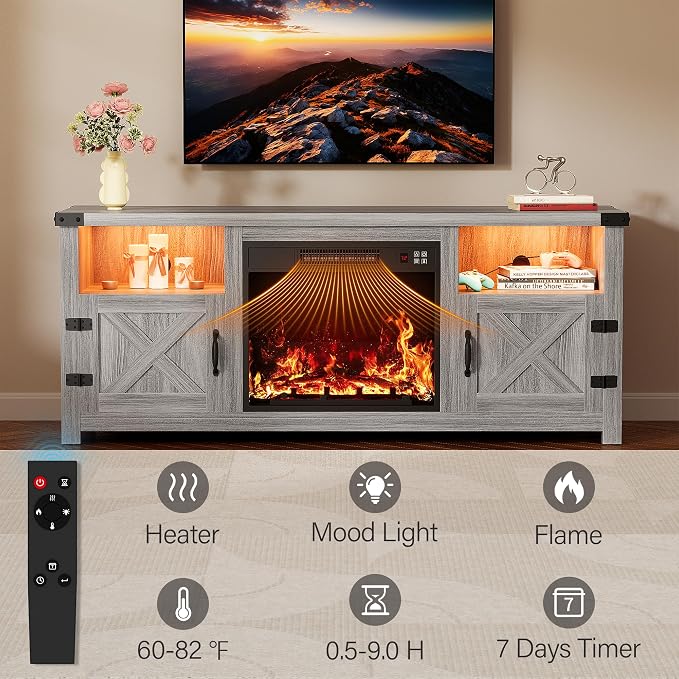 YESHOMY LED Fireplace TV Stand - Image 7