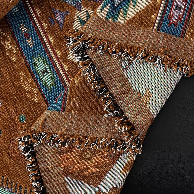 VClife Bohemian Couch Cover, Vintage Moroccan Tribal Geometric Chenille Couch - Image 8