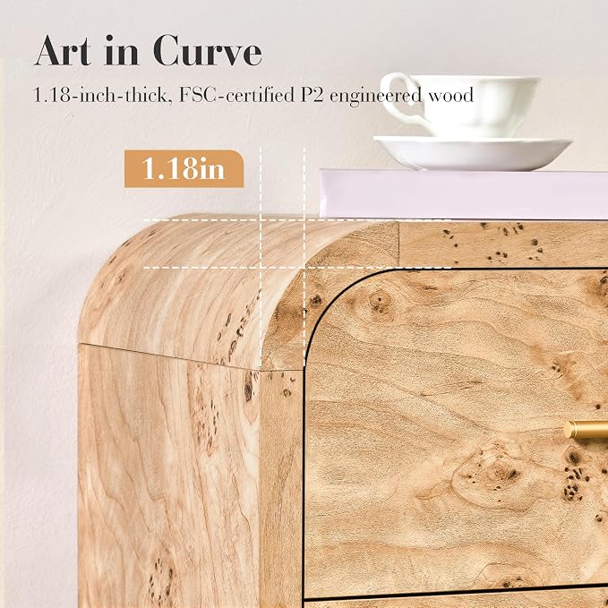 Curved 9-Drawer Dresser for Bedroom, Vanity Desk TV Stand for Living Room - Image 6