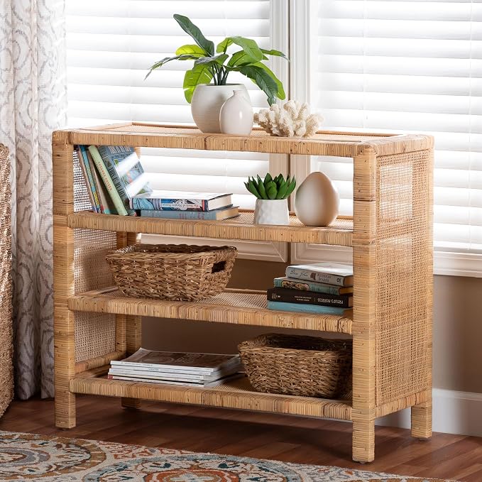 Bali & pari Abelia Natural Rattan 4-Tier Display Shelf - Image 2