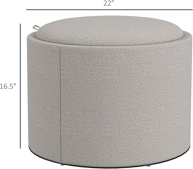 HOMCOM Round Storage Ottoman - Image 3
