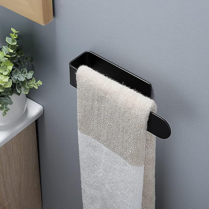 Taozun Hand Towel Bar Bathroom Towel Holder Black Single Towel Rack Self - Image 3