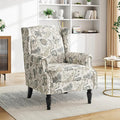 Floral Print Wingback Accent Chair, Retro Modern Farmhouse Armchair by PiaRicco