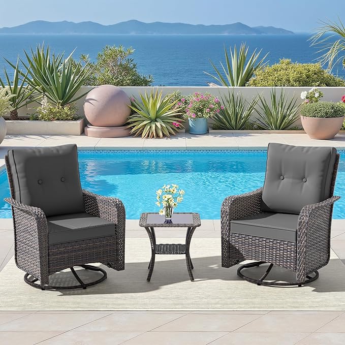 ALAULM Outdoor Swivel Rocking Chairs Set of 2 by ALAULM