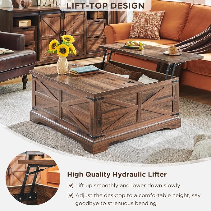 JXQTLINGMU 36" Lift Top Coffee Table - Image 3