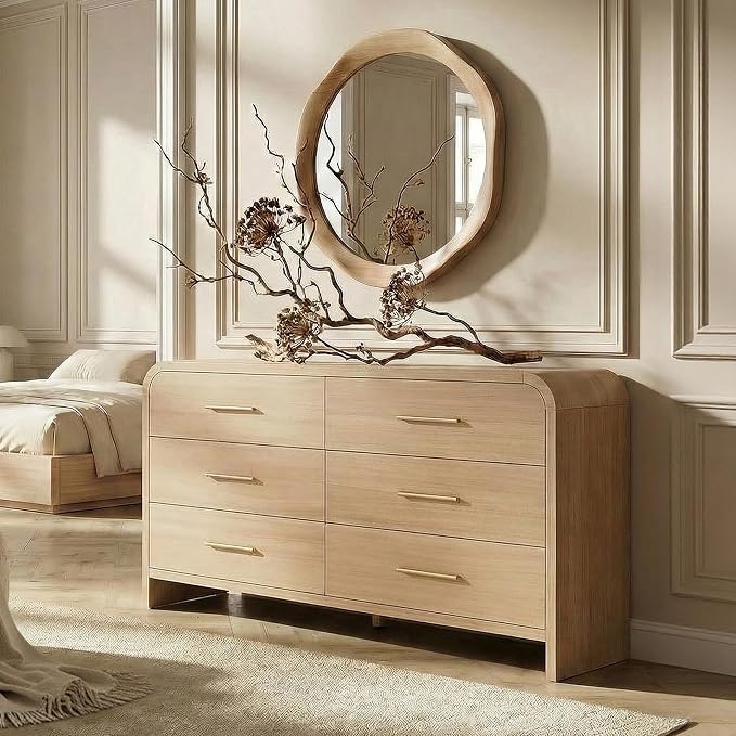 Curved 6-Drawer Dresser for Bedroom, Vanity Desk TV Stand for Living Room by TheBeautyofRusticRefined