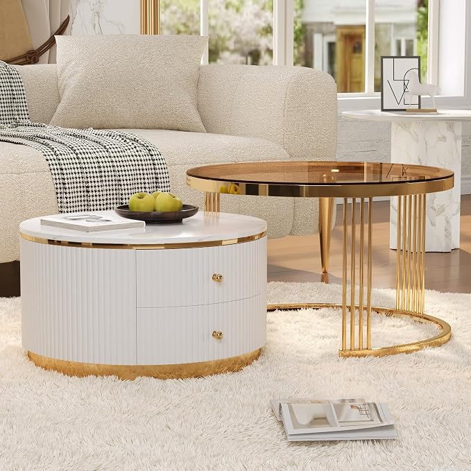 Merax 2-Piece Round Nesting Coffee Table Set - Image 7