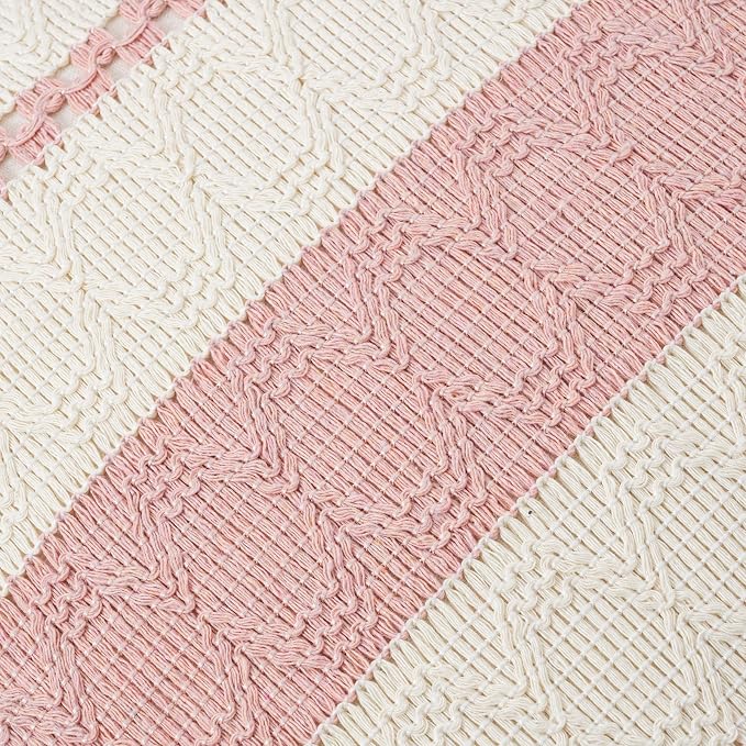 Fancy Homi Set of 1 Boho Pink Euro Decorative Throw Pillow Cover 26x26 Inch - Image 4