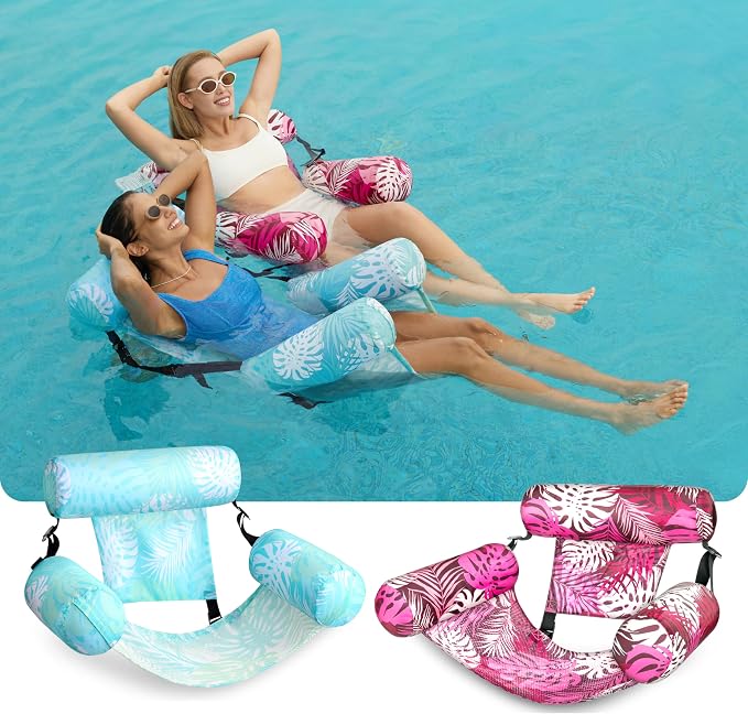 SLOOSH Inflatable Pool Floats Adult, 2 Packs Floating Lounge Chairs, Blow up - Image 2
