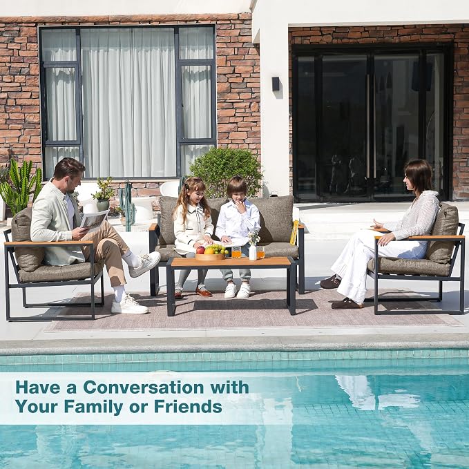 Patio Furniture Set, 4 Pieces Outdoor Patio Furniture - Image 3