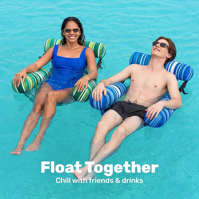 SLOOSH Inflatable Pool Floats Adult, 2 Packs Floating Lounge Chairs, Blow up - Image 3